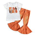 GSPO0867 FALL VIBES Orange Jeans 2 Pcs Girl's Set