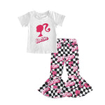 GSPO0879 Barbie Shirt Denim Jeans 2 Pcs Girl's Set