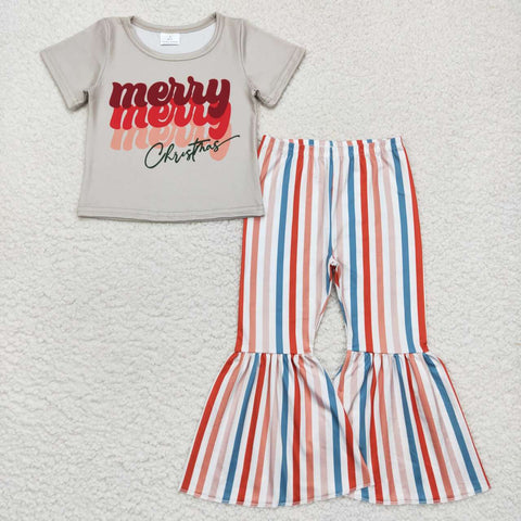 GSPO0882 Merry Christmas Stripe Girl's Set