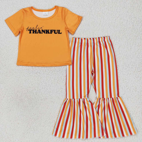 GSPO0883 Thankful Orange Stripe Girl's Set