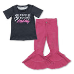 GSPO0935 Charge it to my daddy Pink Ripped Jeans 2 Pcs Girl's Set