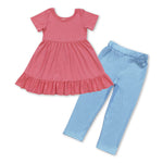 GSPO0948 Pink Blue Cotton Girl's Set