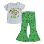 GSPO0958 Christmas Green Animal Jeans 2 Pcs Girl's Set