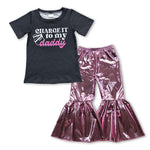 GSPO0969 Fashion Charge it to my daddy Satin Pink Girl's Set