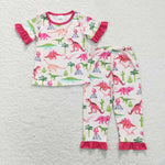 GSPO1001 Dinosaur Pink Girl Pajamas Set