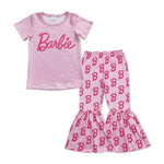 GSPO1012 Letter Hot Pink Girl's Set