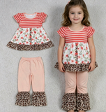 GSPO1044 Flower Leopard Pink Stripe Girl Set