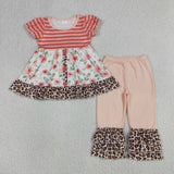 GSPO1044 Flower Leopard Pink Stripe Girl Set