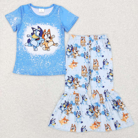 GSPO1059 Cartoon Blue Dog Girl Set