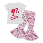 GSPO1063 Fashion Barbie Pink Jeans 2 Pcs Girl's Set