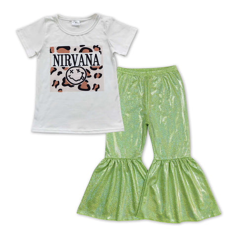 GSPO1069 Nirvana Leopard Green Satin Girl's Set