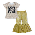 GSPO1070 Sassy Little Soul Leopard Gold Satin Girl's Set