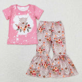 GSPO1079 Cow Flower Pink Girl Set