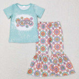 GSPO1091 Be kind Flower Mint Girl Set