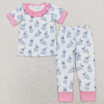 GSPO1095 Easter Rabbit Pink Girl Pajamas Set