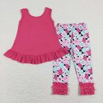 GSPO1098 Smiley face Flower Pink Bow Girl Set