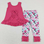 GSPO1098 Smiley face Flower Pink Bow Girl Set