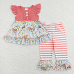 GSPO1132 Easter Rabbit Flower Pink Stripe Girl Set