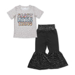 GSPO1148 Sassy Little Thing Black Leather Flared Pants 2 Pcs Girl's Set