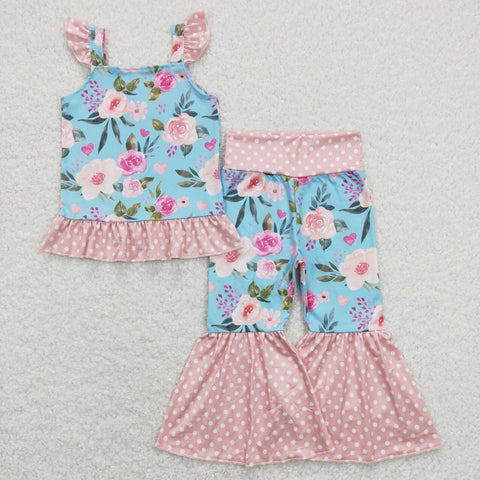 GSPO1163 Flower Pink Dots Girls Set