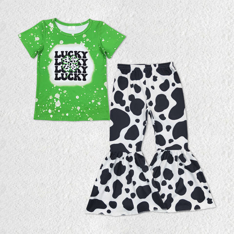 GSPO1172 Lucky Cow Green Girls Set