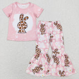 GSPO1181 Easter Flower Bunny Leopard Pink Girls Set