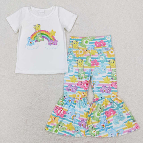 GSPO1189 Cartoon Rainbow Bear Girls Set