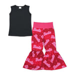 GSPO1225 Barbie Pink Black Sleeveless Black Girl Set