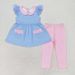 GSPO1241 Blue Stripe Pink Girls Set