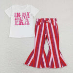 GSPO1249 In my swiftie era Pink Stripe Denim Jeans 2 Pcs Girl's Set