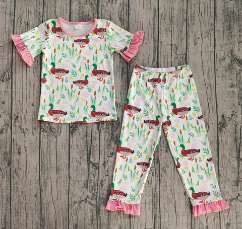 Preorder Samples GSPO1252 Mallard Ducks Pink Girls Pajamas Set