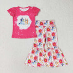 GSPO1275 Cartoon Flower Pink Girls Set