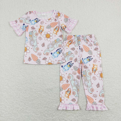 GSPO1278 Easter Cartoon Carrot Girls Pajamas Set