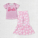 GSPO1301 Letter Hot Pink Girl's Set