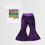 GSPO1326 Mardi Gras Purple Sequin Girl's Set