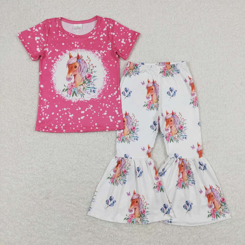 GSPO1340 Horse Flower Pink Girls Set