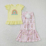 GSPO1345 Embroidery Happy Easter Rabbit Girls Set