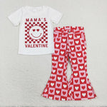 GSPO1363 MAMA'S VALENTINE Pink Love Jeans Girl's Set