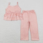 GSPO1377 Orange Plaid Girls Set