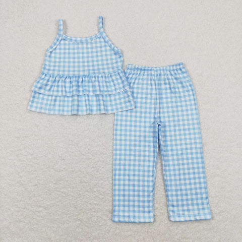 GSPO1378 Blue Plaid Girls Set