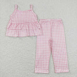 GSPO1380 Pink Plaid Girls Set