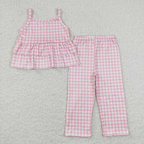 GSPO1380 Pink Plaid Girls Set