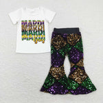 GSPO1383 Mardi Gras Purple Green Sequin Girl's Set