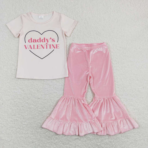 GSPO1397 Daddy's Valentine Pink Velvet Girl's Set