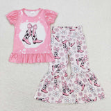 GSPO1443 Boots Flower Pink Girls Set