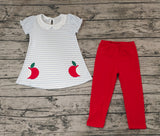 GSPO1446 Apple Stripe Red Girls Set