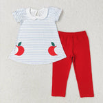 GSPO1446 Apple Stripe Red Girls Set