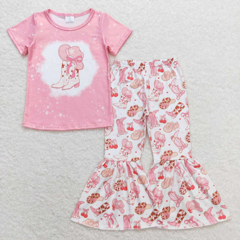 GSPO1453 Boots Hat Pink Girls Set
