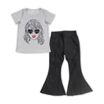 GSPO1472 Singer Star 1989 Black Jeans 2 Pcs Girl's Set