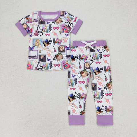 GSPO1492 Singer Star Purple Girls Pajamas Set